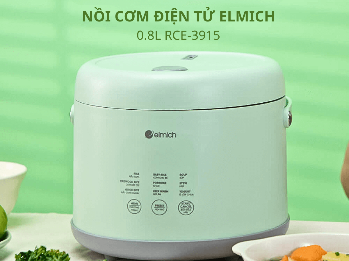 Nồi cơm điện tử Elmich RCE-3915 dung tích 0.8 lít, thiết kế sang trọng