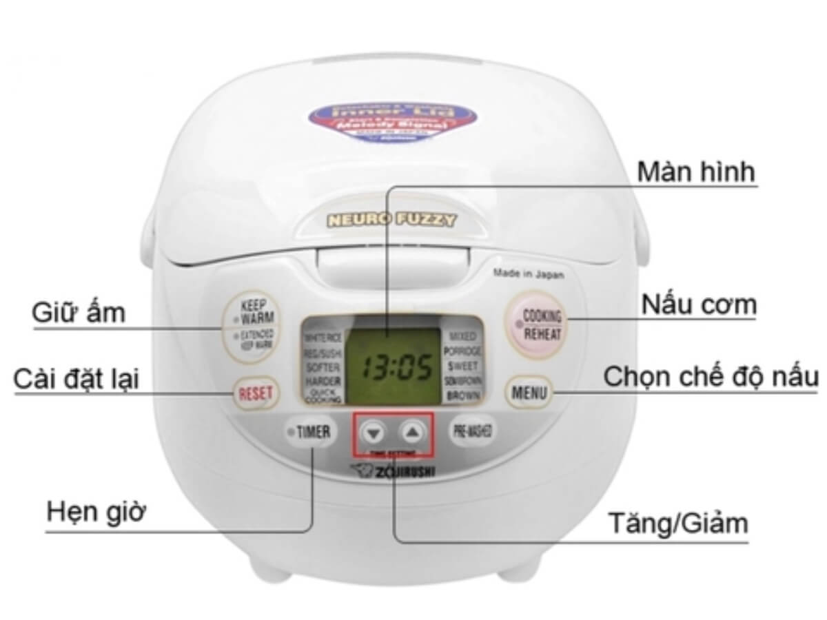 Chi tiết nồi cơm điện tử Zojirushi NS-ZAQ10-WZ