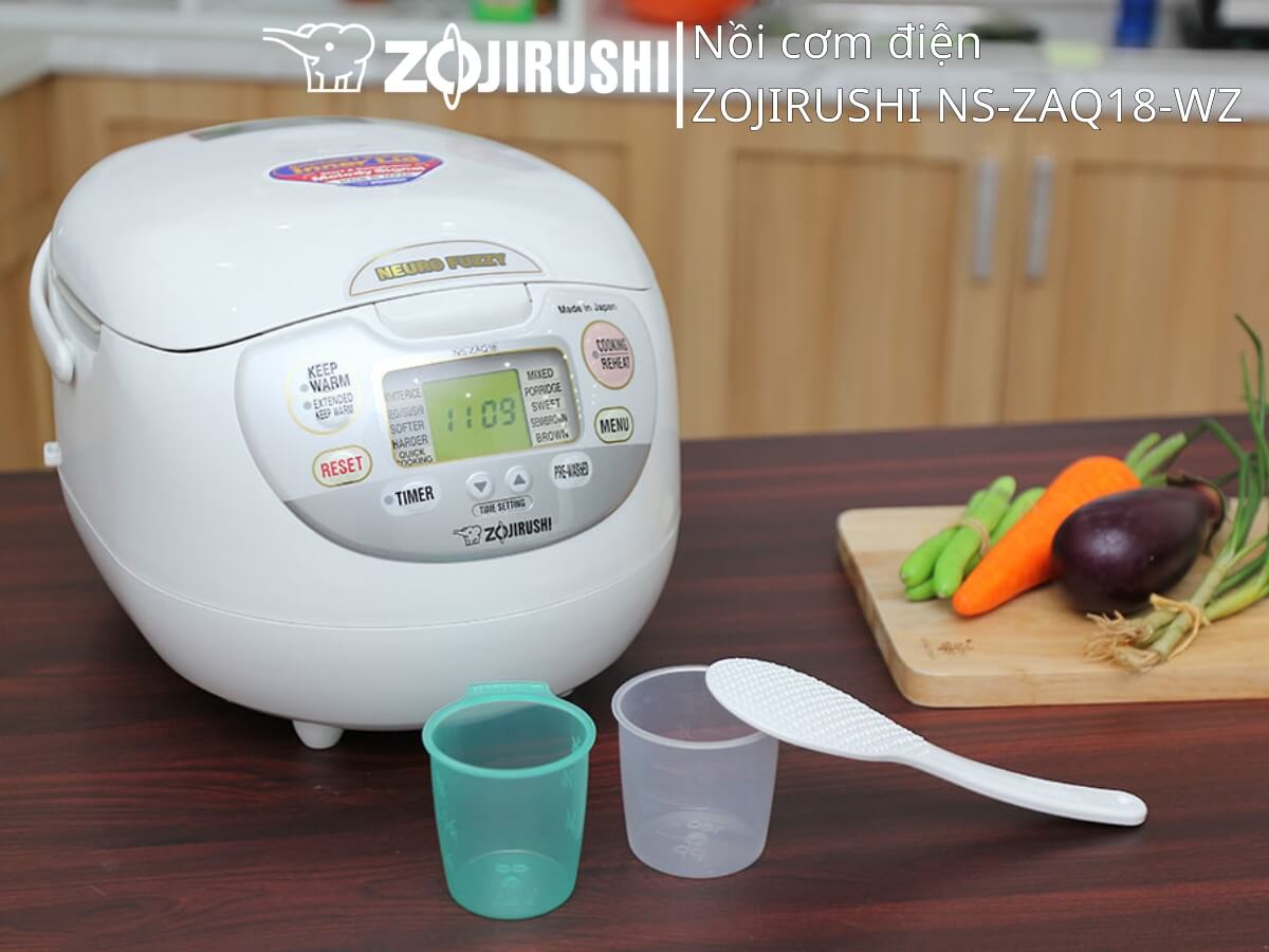 Nồi cơm điện tử Zojirushi NS-ZAQ18-WZ dung tích 1.8 lít, thiết kế sang trọng