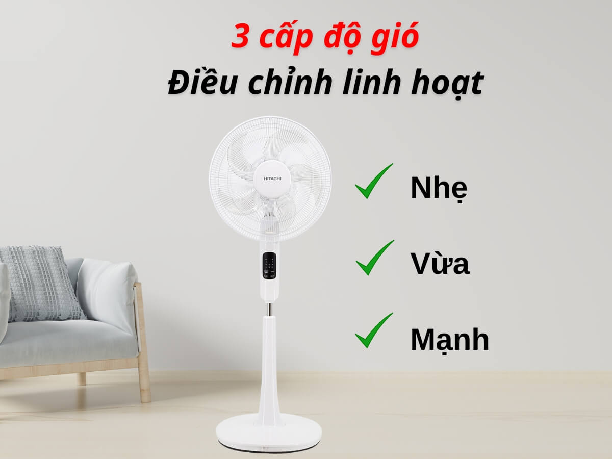 3 chế độ gió và 3 tốc độ gió tuỳ chỉnh linh hoạt