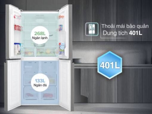 tủ lạnh sharp sj-fxp480vg-bk inverter 401l (3) Dung tích lớn 401 lít thoải mái bảo quản