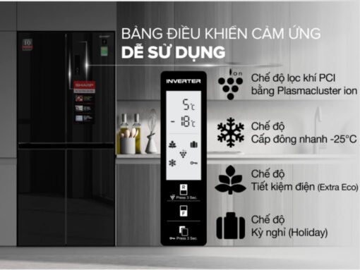 tủ lạnh sharp sj-fxp480vg-bk inverter 401l (5) Điều khiển cảm ứng bên ngoài cửa tủ