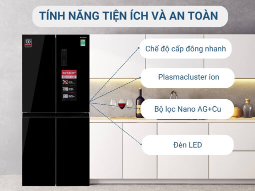 tủ lạnh sharp sj-fxp480vg-bk inverter 401l (6) Tính năng tiện ích và an toàn