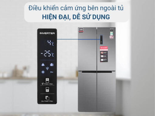 tủ lạnh sharp sj-fxp480vg-ch inverter 401l (3) Điều khiển cảm ứng bên ngoài cửa tủ