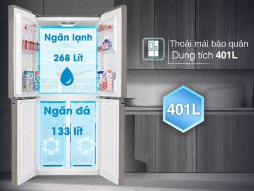 tủ lạnh sharp sj-fxp480vg-ch inverter 401l (3) Dung tích lớn 401 lít thoải mái bảo quản