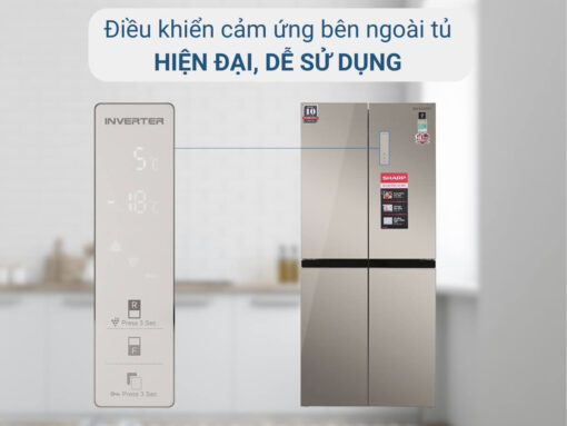 tủ lạnh sharp sj-fxp480vg-ch inverter 401l (5) Điều khiển cảm ứng bên ngoài cửa tủ