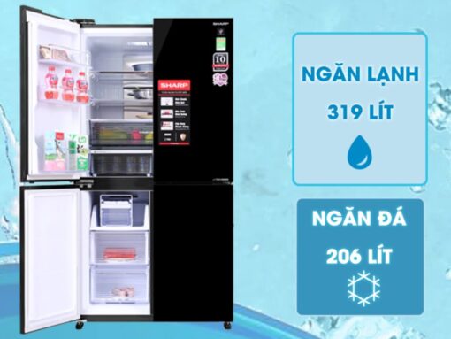 tủ lạnh sharp sj-fxp600vg-bk inverter 525l (4) Dung tích lớn 525 lít thoải mái bảo quản