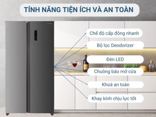 tủ lạnh sharp sj-sbx440v-sl inverter 442l (5) Tính năng tiện ích và an toàn
