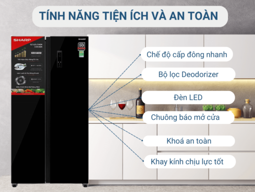 tủ lạnh sharp sj-sbx440vg-bk inverter 442l (6) Tính năng tiện ích và an toàn
