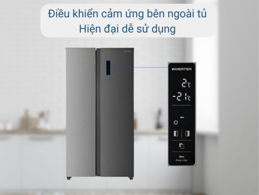 tủ lạnh sharp sj-sbx530v-sl inverter 532l (5) Điều khiển cảm ứng bên ngoài cửa tủ