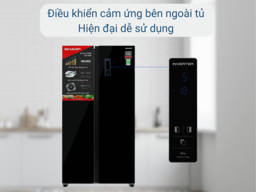 tủ lạnh sharp sj-sbx530vg-bk inverter 532l (6) Điều khiển cảm ứng bên ngoài cửa tủ