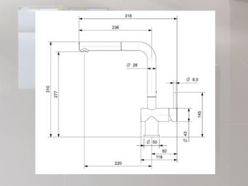 Kích thước Vòi rửa Reginox Cedar R31643