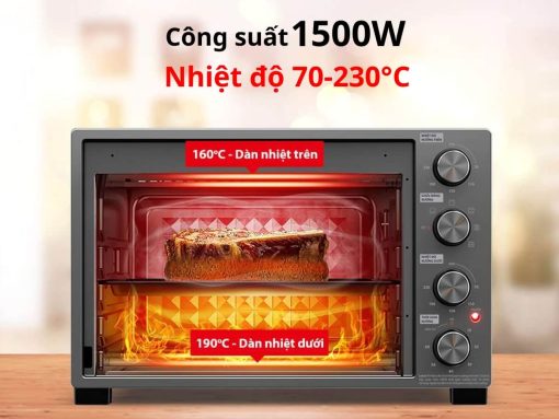 Công suất 1500W, nhiệt độ 70-230°C, 2 dàn nhiệt điều khiển độc lập