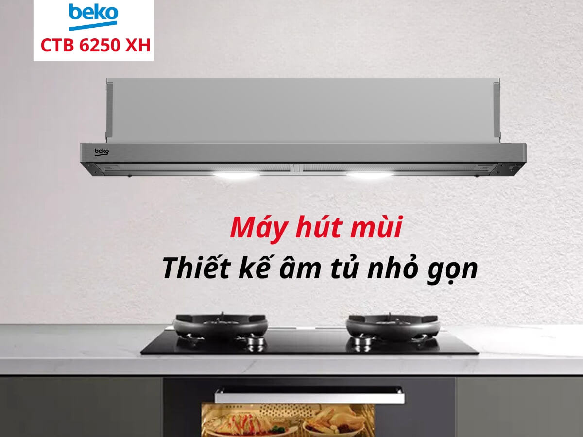 Máy hút mùi Beko CTB 9250 XH thiết kế âm tủ dạng kéo trượt tiện lợi