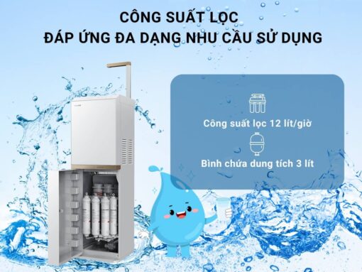 Công suất lọc 12L/h, bình chứa dung tích lớn