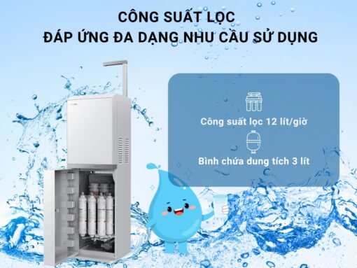 Công suất lọc 12L/h, bình chứa dung tích 3 lít