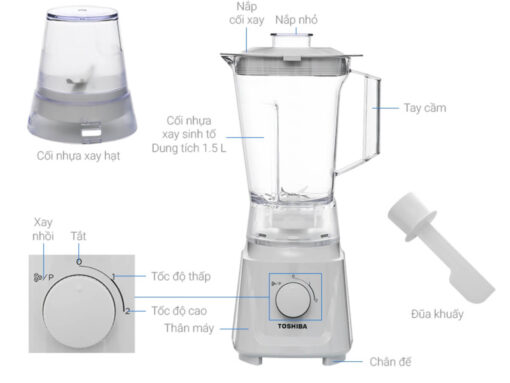 Máy xay sinh tố Toshiba MX-60T(H) thiết kế hiện đại, dễ sử dụng
