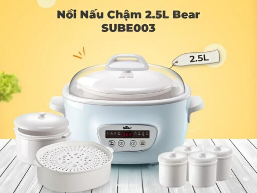 Nồi nấu chậm Bear SUBE003 dung tích 2.5 lít, thiết kế đẹp mắt