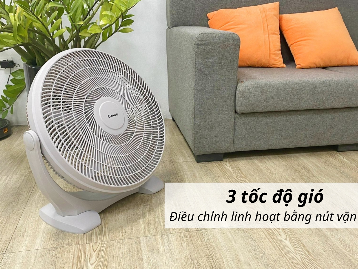 3 tốc độ gió điều chỉnh linh hoạt bằng nút vặn