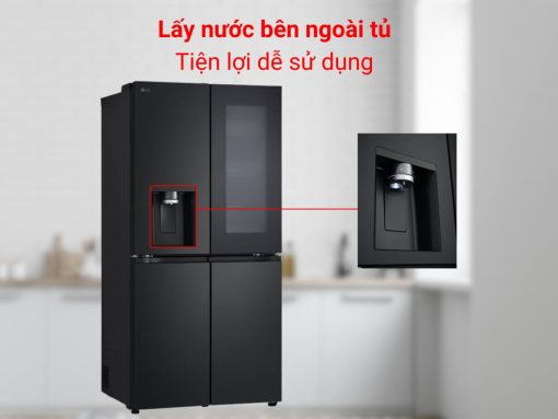 tủ lạnh lg lfi50blmai inverter 508l Làm đá tự động và lấy nước mát bên ngoài tiện lợi