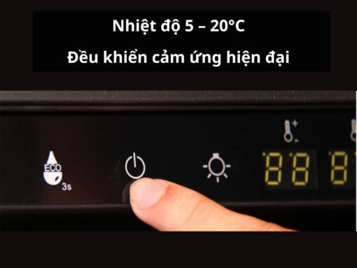 tủ rượu malloca mwc-20bg (4) Nhiệt độ 5 - 20°C, điều khiển cảm ứng hiện đại