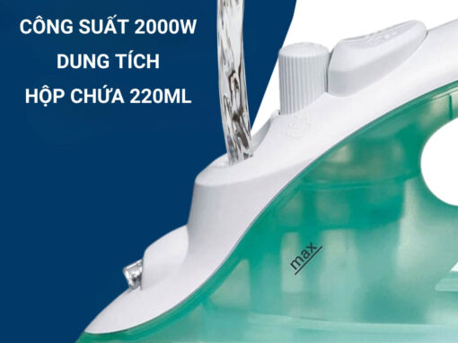 Công suất 2000W, dung tích hộp chứa nước 220ml