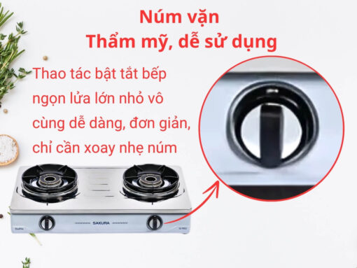 bếp gas sakura sa-795ls (4) Núm vặn thẩm mỹ, dễ sử dụng