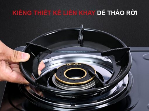 bếp gas sakura sa-796le (5) Kiềng thiết kế liền khay có rãnh sâu