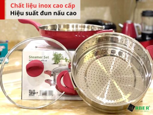 chảo sâu lòng kèm xửng hấp arber ch30md (3) Chất liệu inox cao cấp, bền đẹp
