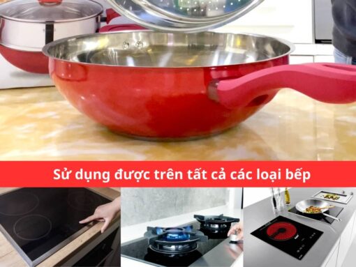 chảo sâu lòng kèm xửng hấp arber ch30md (4) Sử dụng được trên mọi loại bếp
