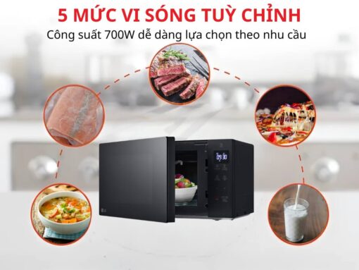 Công suất 700W, 5 mức vi sóng tuỳ chỉnh