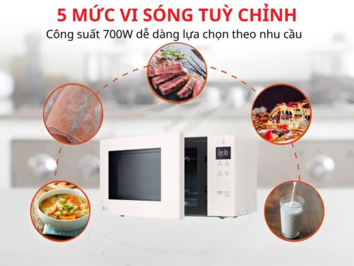 Công suất 700W, 5 mức vi sóng tuỳ chỉnh