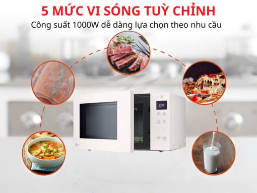 Công suất 1000W, 5 mức vi sóng tuỳ chỉnh