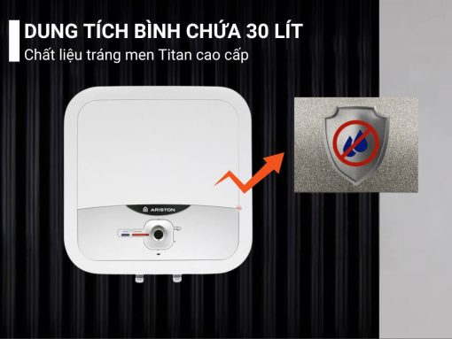 Dung tích bình chứa 30 lít, chất liệu tráng men Titan cao cấp