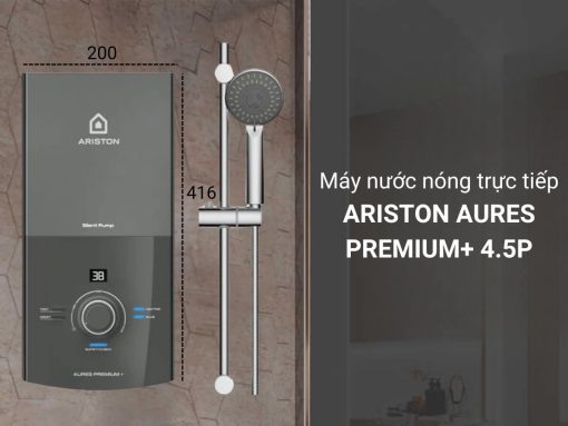 Máy nước nóng Ariston AURES PREMIUM+ 4.5P thiết kế hiện đại, gắn tường tiện lợi