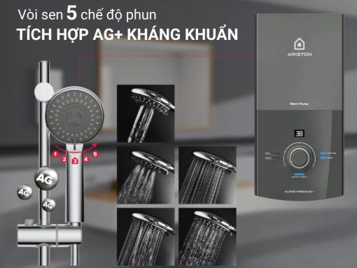 Vòi sen 5 chế độ phun, tích hợp Ag+ kháng khuẩn