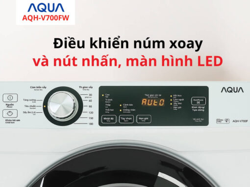 máy sấy aqua aqh-v700fw 7kg (4) Điều khiển núm xoay và nút nhấn, màn hình LED