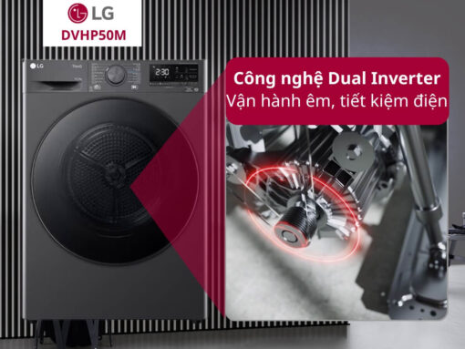 máy sấy lg dvhp50m 10.5kg (4) Công nghệ Dual Inverter vận hành êm, tiết kiệm điện