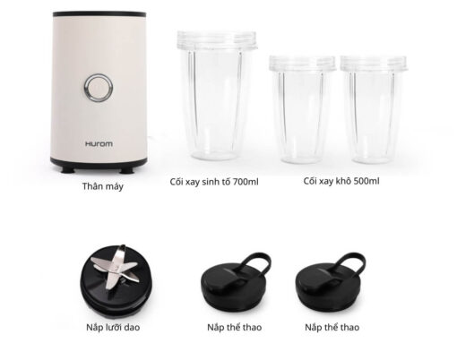 máy xay sinh tố hurom bl-d01 (kem) (4) 2 cối xay đa năng, tiện dụng