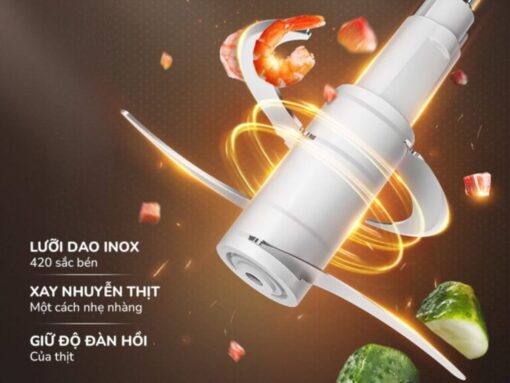 Công suất 400W, lưỡi dao 4 cánh inox 420 xoay khoẻ và nhuyễn mịn