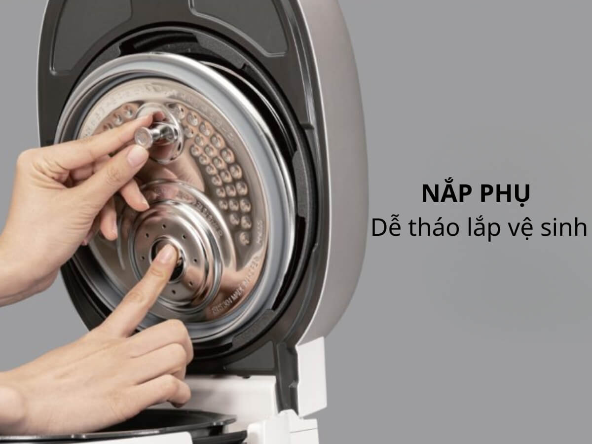 Nắp phụ dễ dàng tháo lắp, van xả áp suất kép