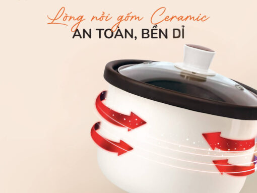 Lòng nồi bằng gốm ceramic chống dính và an toàn