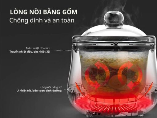 nồi nấu chậm elmich sce-8524ol (3) Lòng nồi bằng gốm chống dính và an toàn