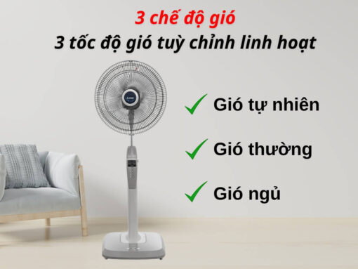 3 chế độ gió và 3 tốc độ gió tuỳ chỉnh linh hoạt