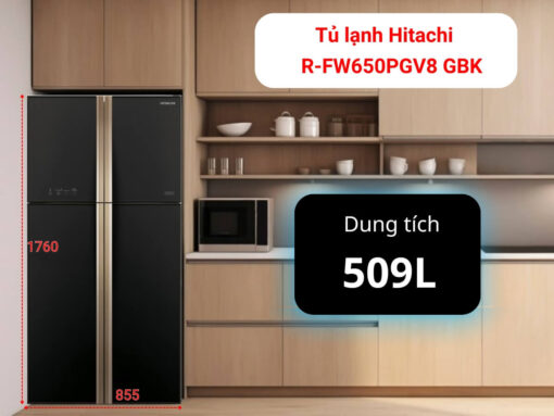 Tủ lạnh Hitachi R-FW650PGV8 GBK thiết kế 4 cánh tiện dụng, sang trọng