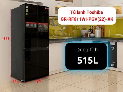 Tủ lạnh Toshiba GR-RF677WI-PGV(22)-XK thiết kế 4 cánh sang trọng