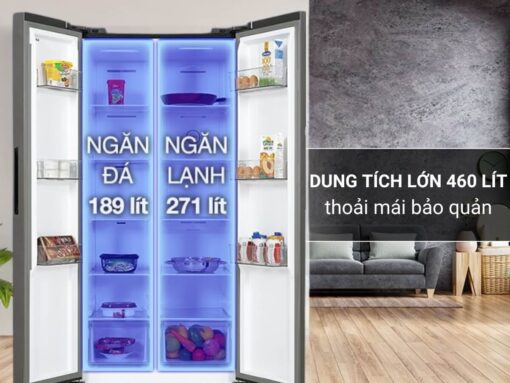 Dung tích lớn 460 lít thoải mái bảo quản thực phẩm