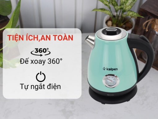 ấm đun nước siêu tốc kalpen kk91 (xanh) (7) Tính năng tiện ích và an toàn khác