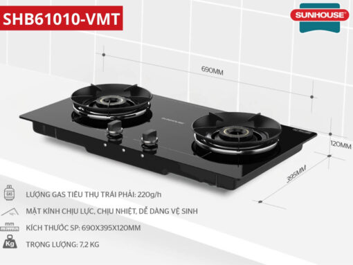 Bếp gas Sunhouse SHB61010-VMT thiết kế lắp âm sang trọng