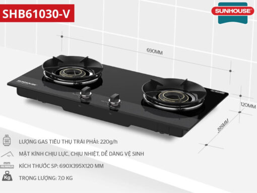 Bếp gas Sunhouse SHB61030-V thiết kế lắp âm sang trọng